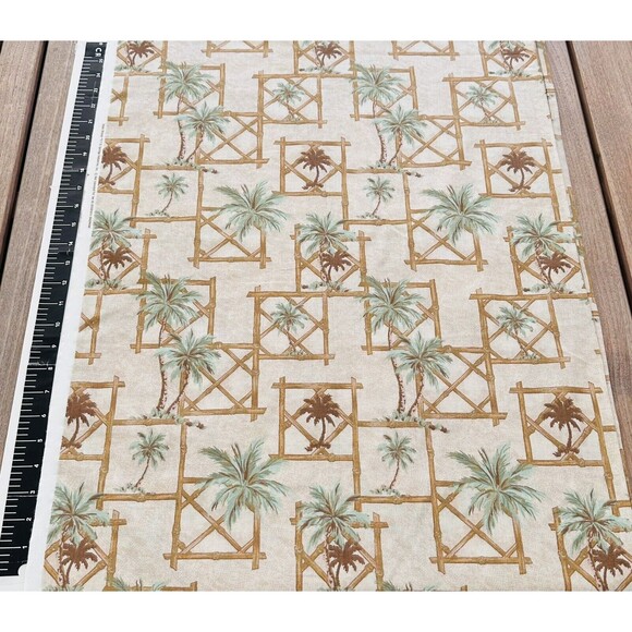 Vtg Hawaiian Island Palm Trees Quilting Cotton Fabric Springs 48" x 45" - Picture 1 of 4